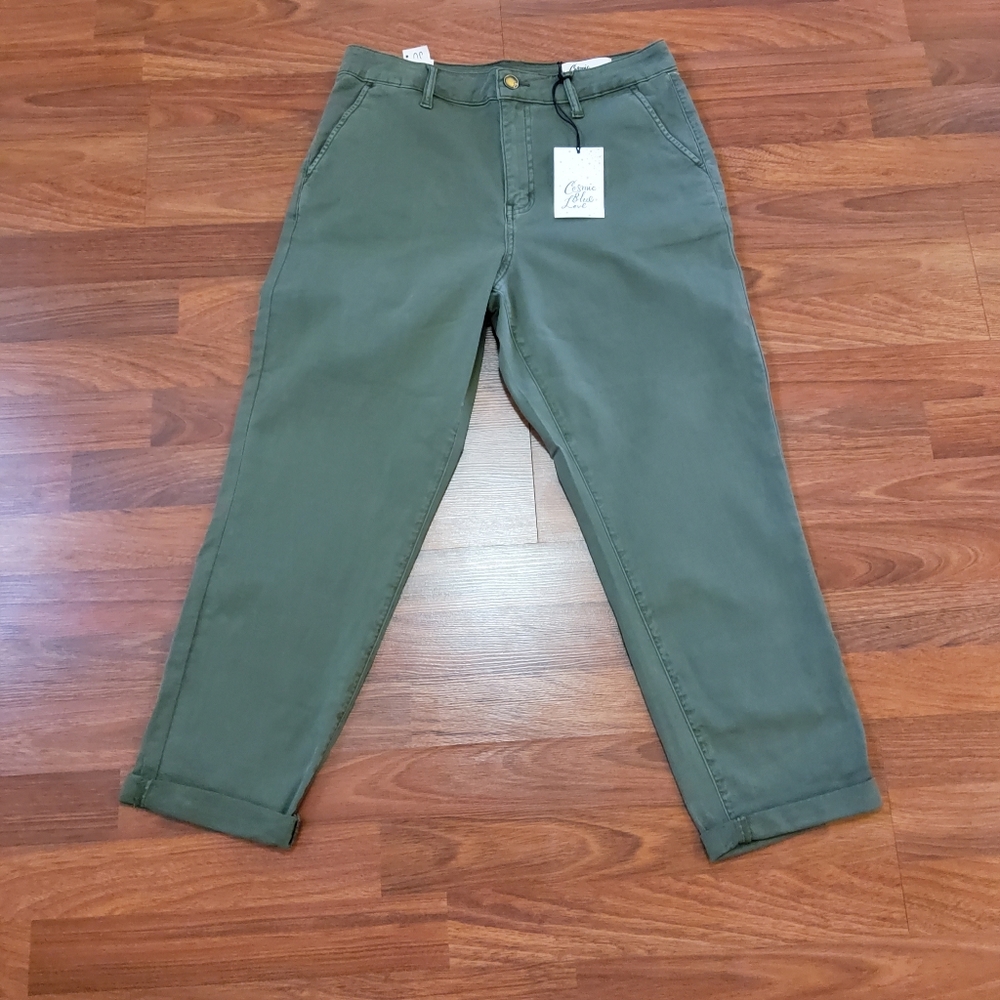 Cosmic Blue Love Crop Pant Command Green NWT - Picture 3 of 13